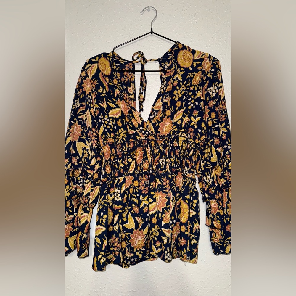 Floral Black and Gold Women's Top